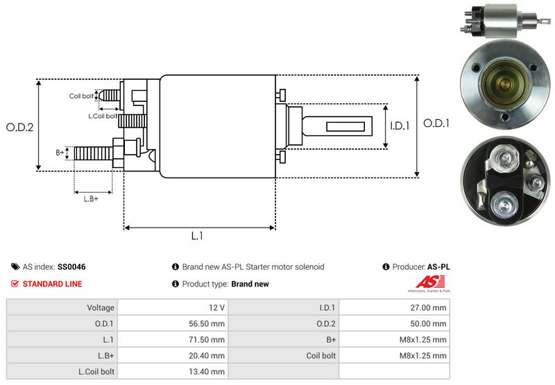 Magnetlülitus, starter, AS-PL SS0046