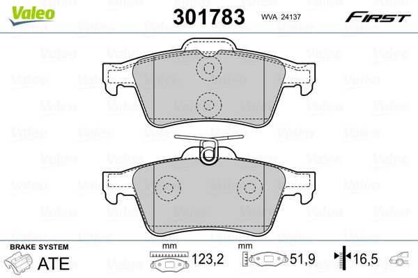 set placute frana,frana disc 301783 VALEO