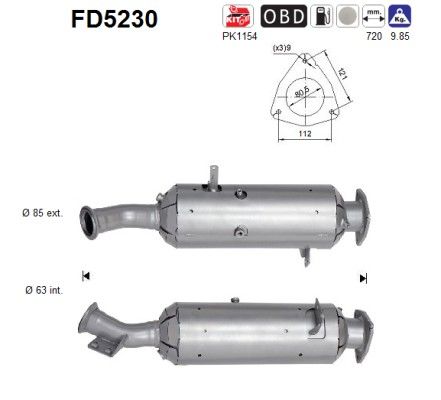 AS FD5230 Soot/Particulate Filter, exhaust system