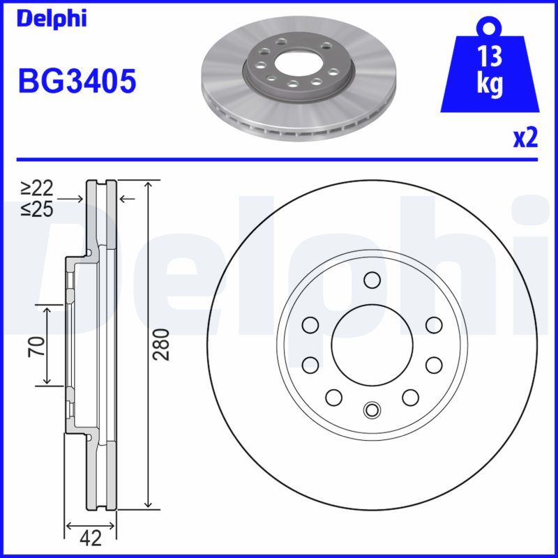 DELPHI féktárcsa BG3405