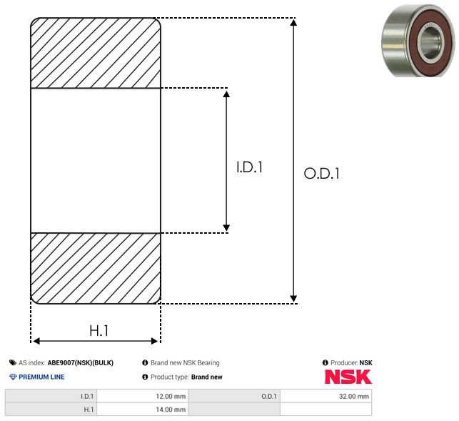 AS-PL ABE9007(NSK)(BULK) Bearing