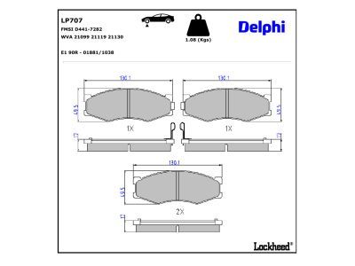 DELPHI LP707 - Brake Pad Set, disc brake