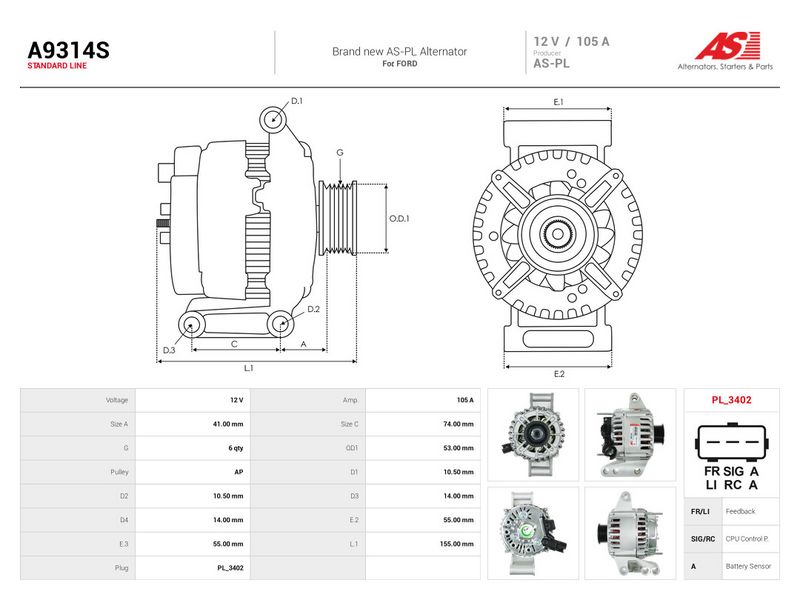 Generaator, AS-PL A9314S