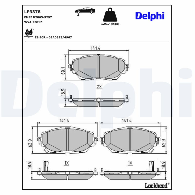 Piduriklotsi komplekt, ketaspidur, DELPHI LP3378