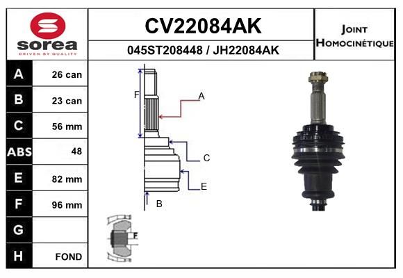 EAI csuklókészlet, hajtótengely CV22084AK