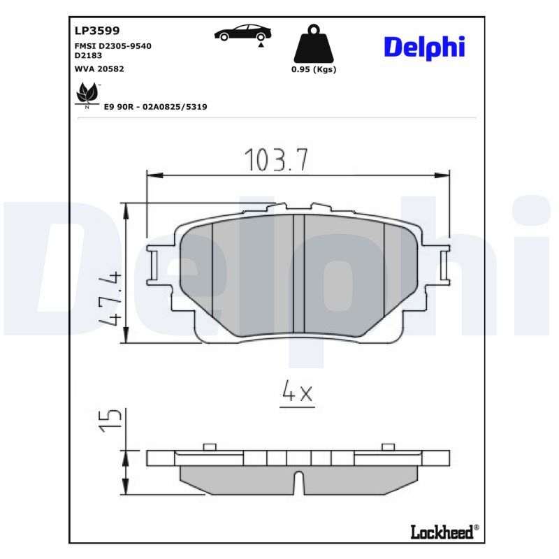 BREMSBELAGSATZ SCHEIBENBREMSE DELPHI LP3599