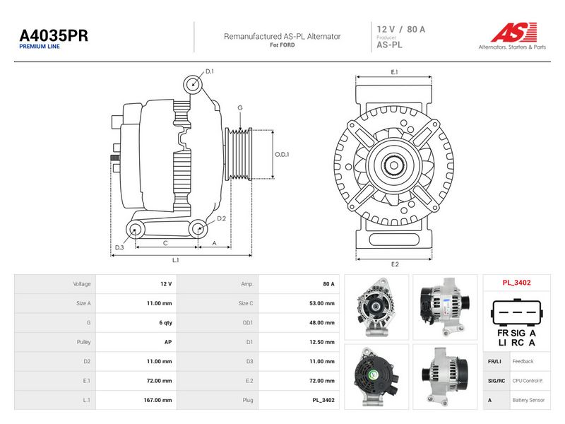 Generaator, AS-PL A4035PR