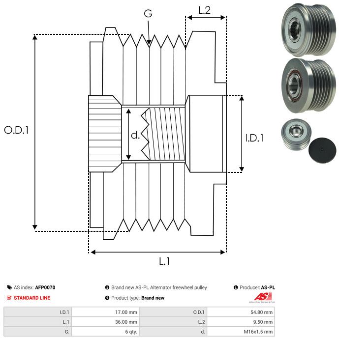 AS-PL AFP0070 Alternator Freewheel Clutch