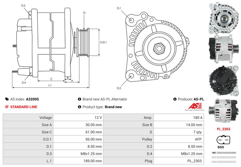 AS-PL A3200S Alternator
