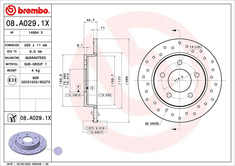 Гальмівний диск, Brembo 08.A029.1X