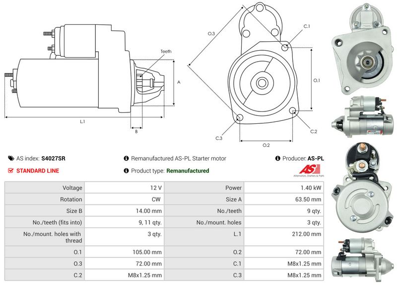 AS-PL S4027SR Starter