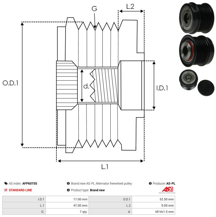 AS-PL AFP6075S Alternator Freewheel Clutch