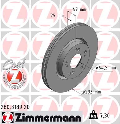 Гальмівний диск, Zimmermann 280.3189.20