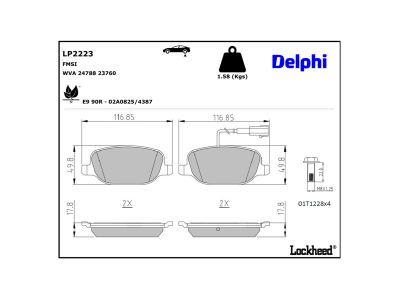DELPHI LP2223 - Diskinių stabdžių kaladėlių komplektas