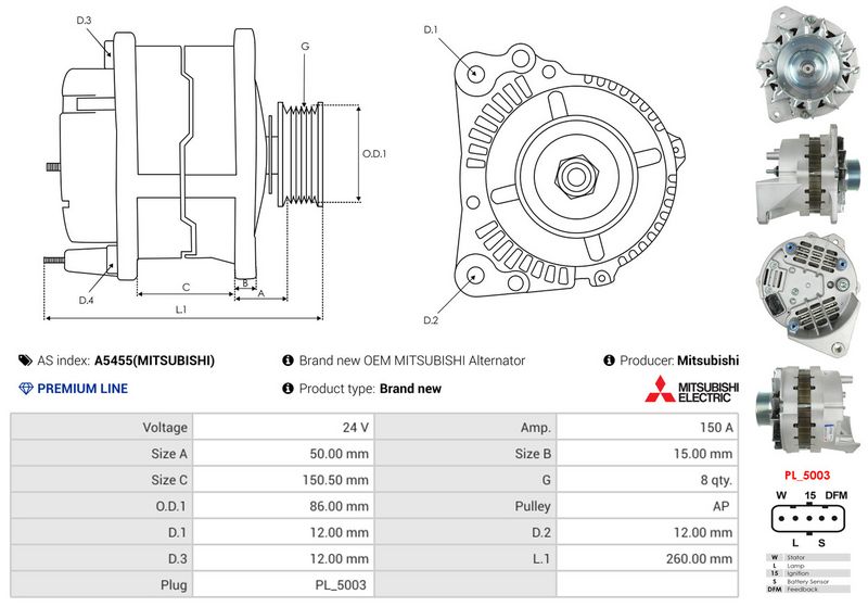 AS-PL A5455(MITSUBISHI) Alternator