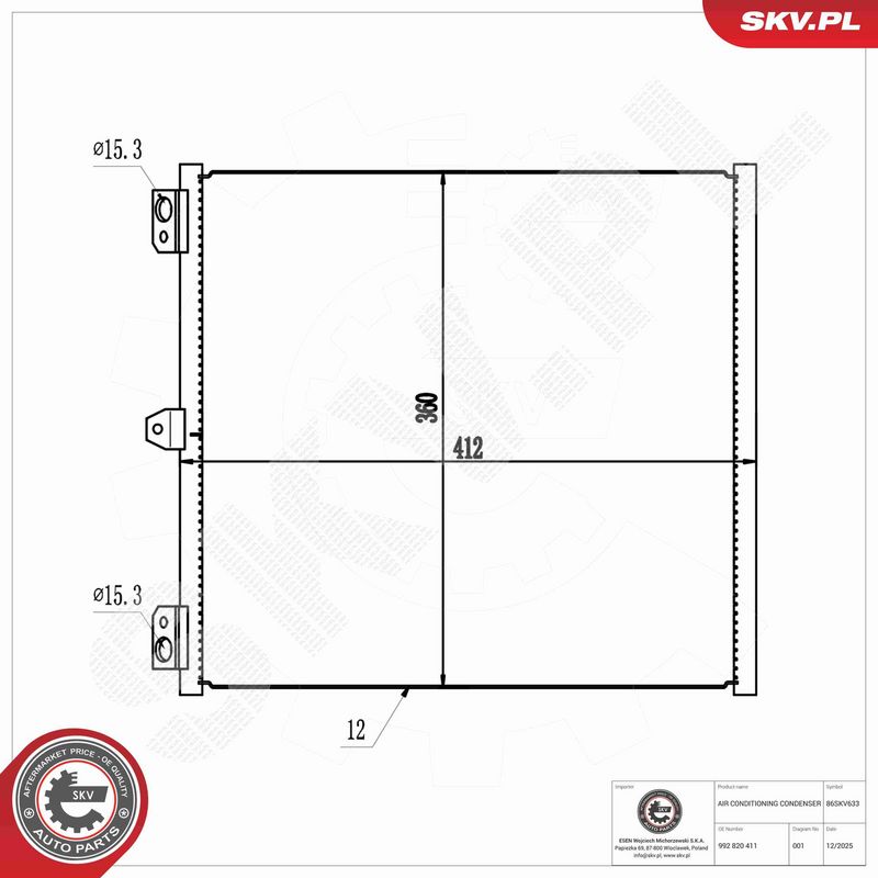 ESEN SKV 86SKV633 - Condenser, air conditioning