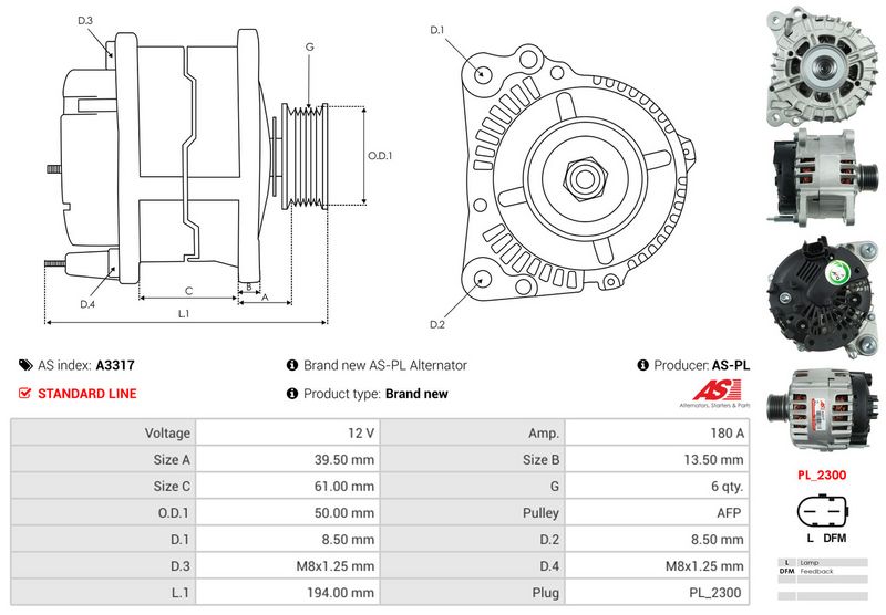 AS-PL A3317 Alternator
