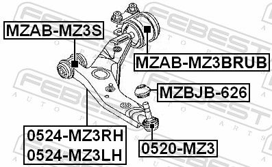 FEBEST MZAB-MZ3BRUB Mounting, control/trailing arm