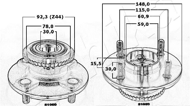 ASHIKA 44-21039 Wheel Hub