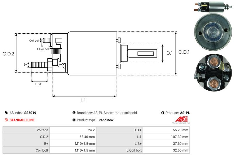 AS-PL SS5019 Solenoid Switch, starter