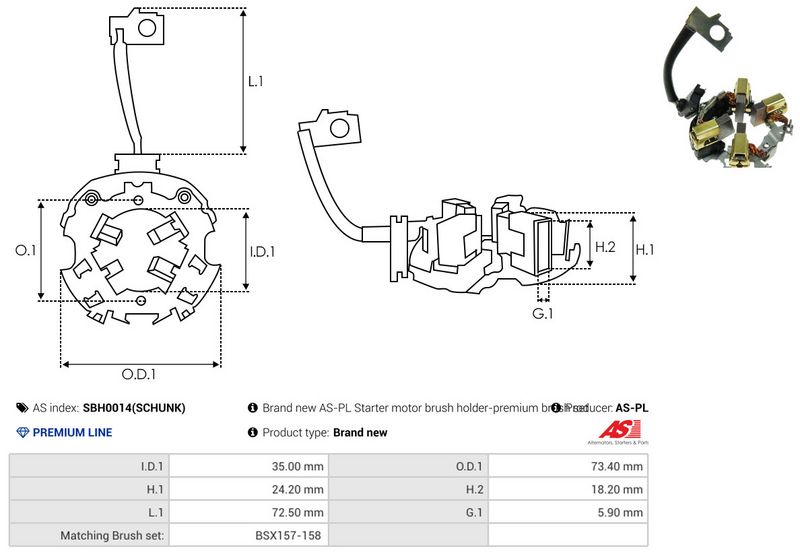 Kinnitus, süsinikuharjad, AS-PL SBH0014(SCHUNK)