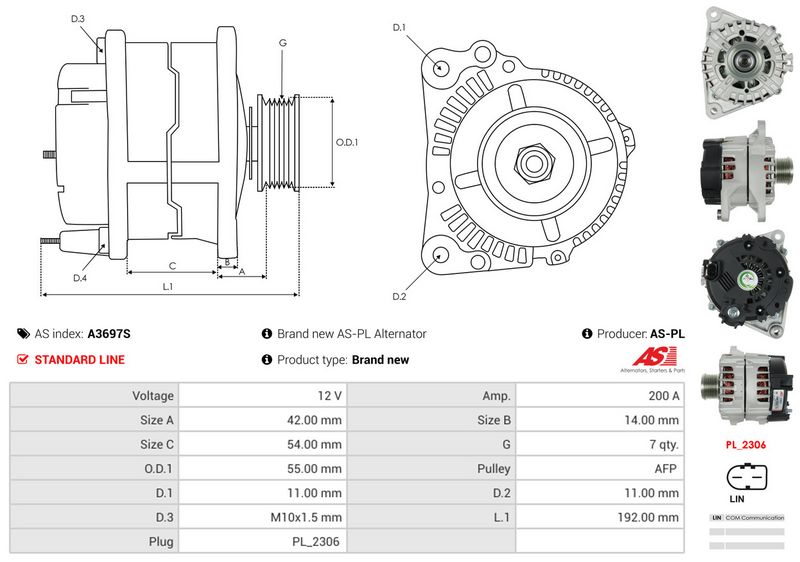 AS-PL A3697S Alternator