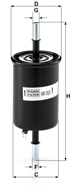 Kütusefilter, MANN-FILTER WK 55, 3