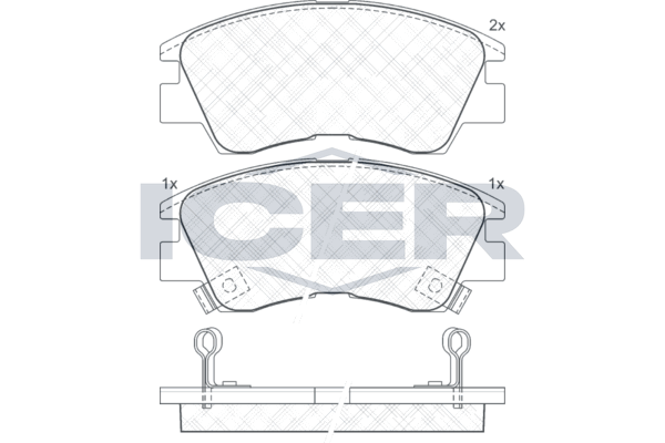 Комплект гальмівних накладок, дискове гальмо, Icer 140701