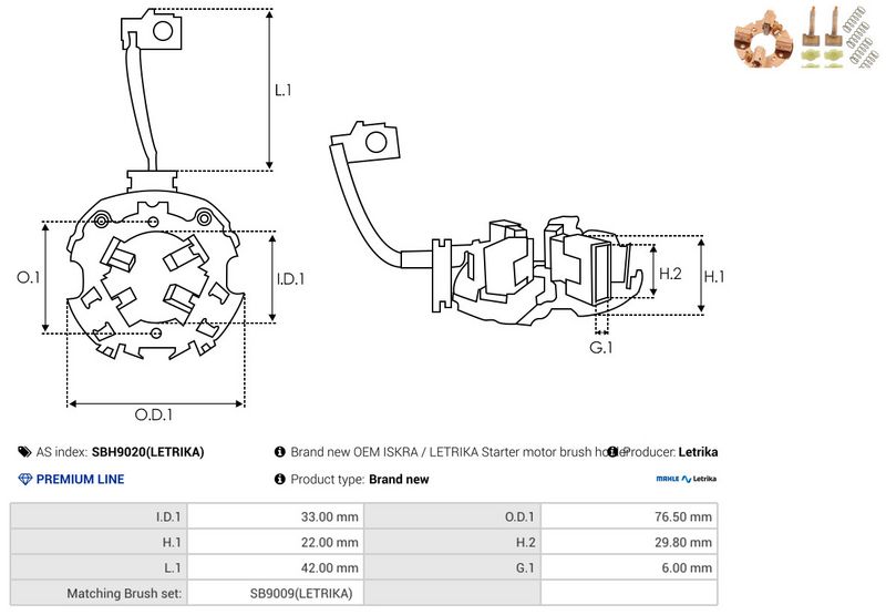 Kinnitus, süsinikuharjad, AS-PL SBH9020(LETRIKA)