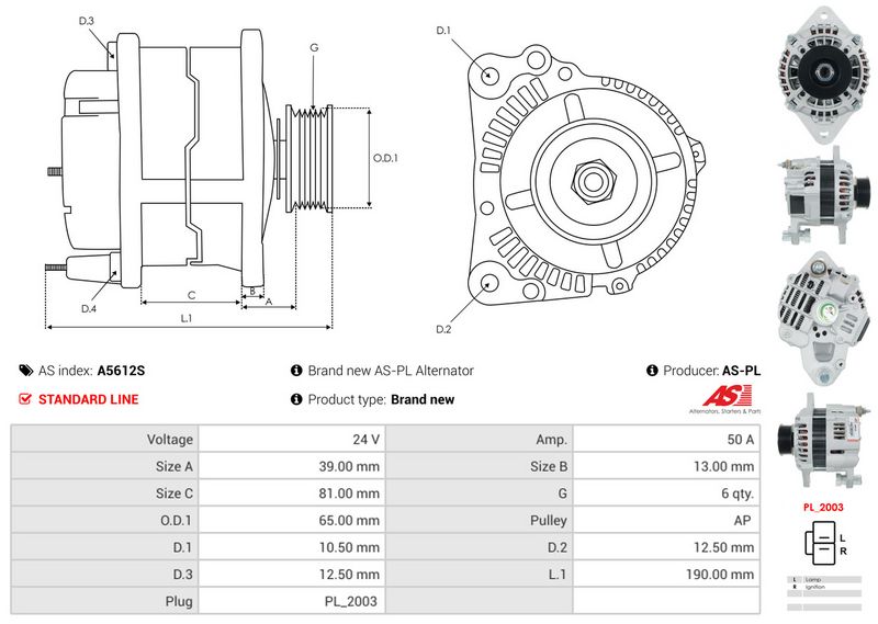 AS-PL A5612S Alternator