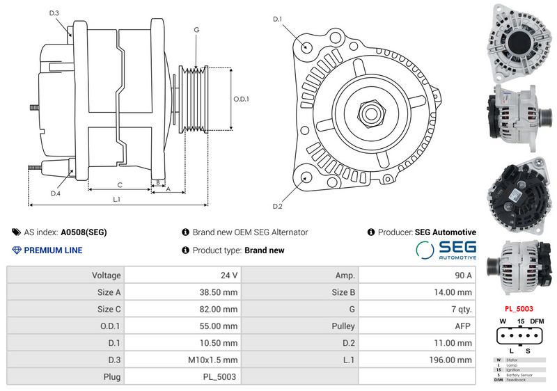 AS-PL A0508(SEG) Alternator