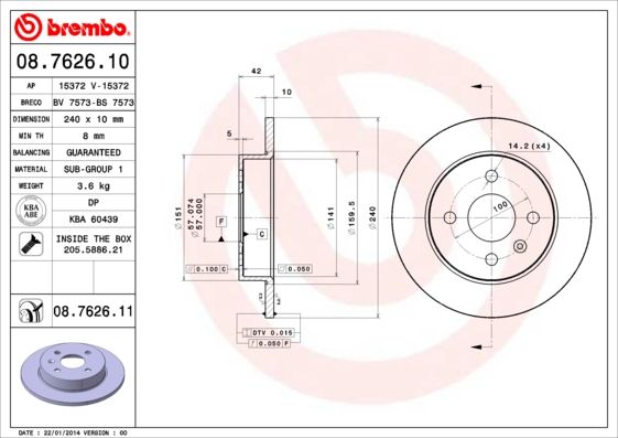 BREMBO féktárcsa 08.7626.10