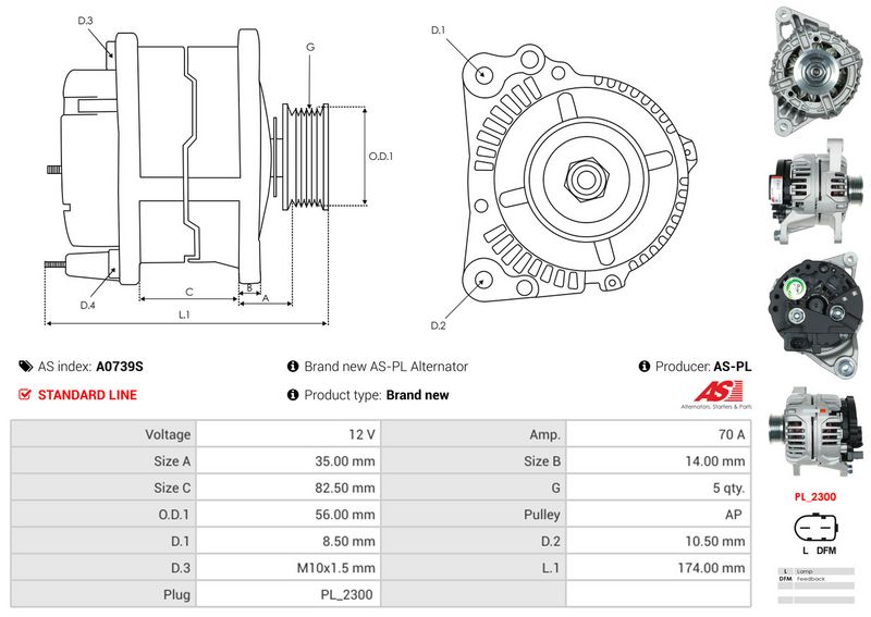 AS-PL A0739S Alternator