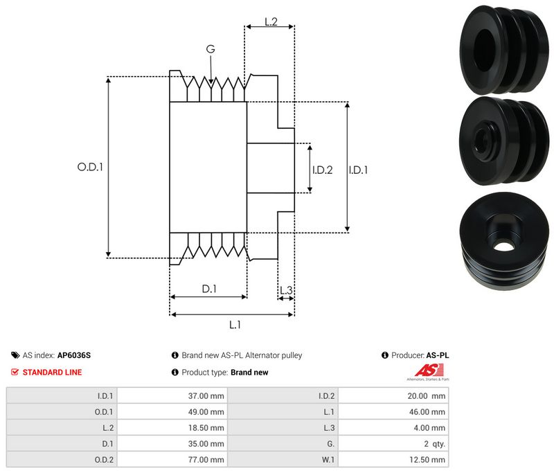 Rihmaratas, generaator, AS-PL AP6036S