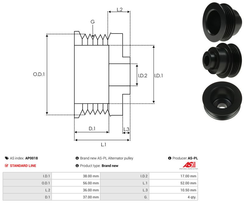 Rihmaratas, generaator, AS-PL AP0018