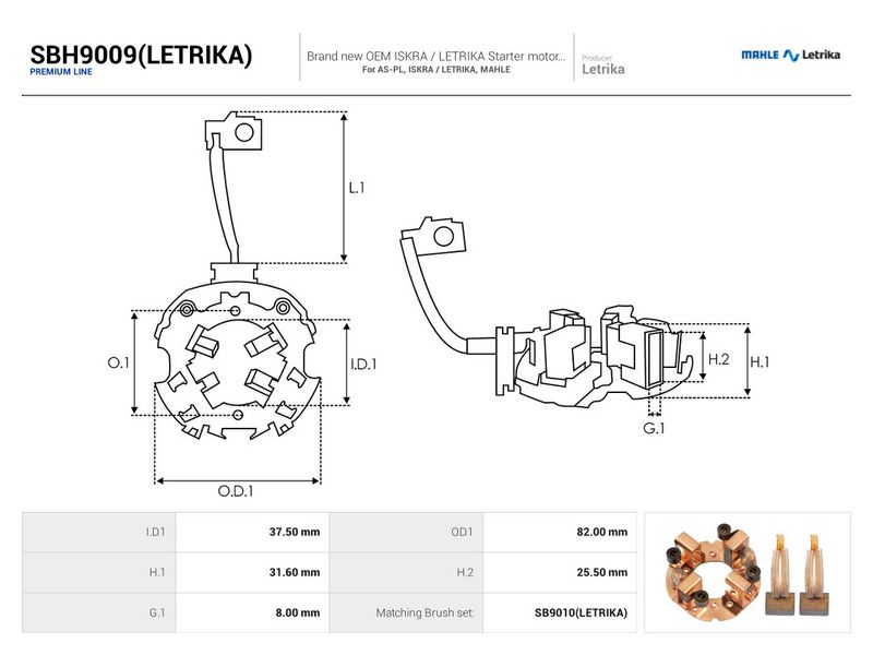 Kinnitus, süsinikuharjad, AS-PL SBH9009(LETRIKA)