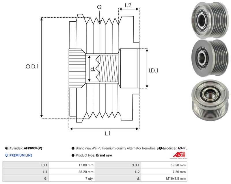 AS-PL AFP0034(V) Alternator Freewheel Clutch