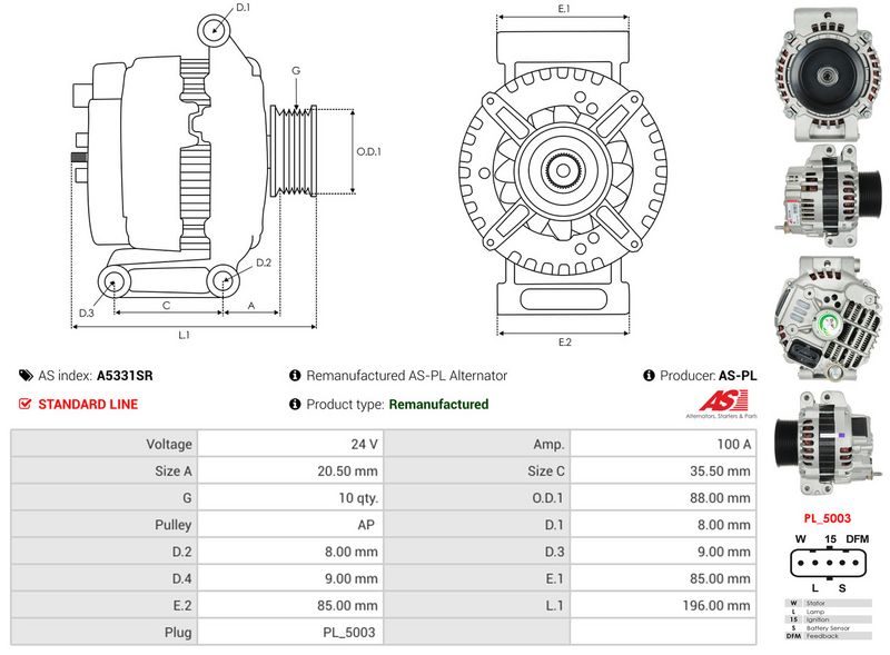 AS-PL A5331SR Alternator