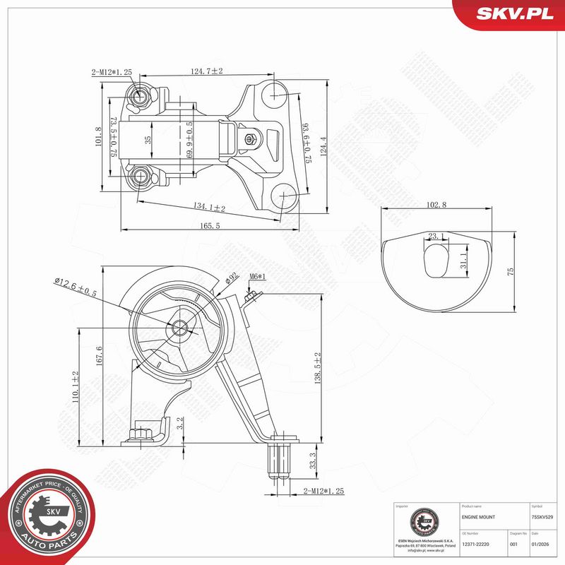 ESEN SKV 75SKV529 Mounting, engine