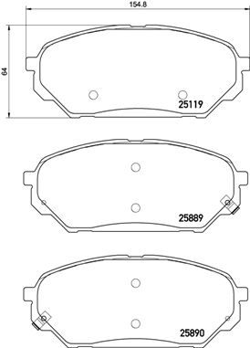 Комплект гальмівних накладок, дискове гальмо, Brembo P30071