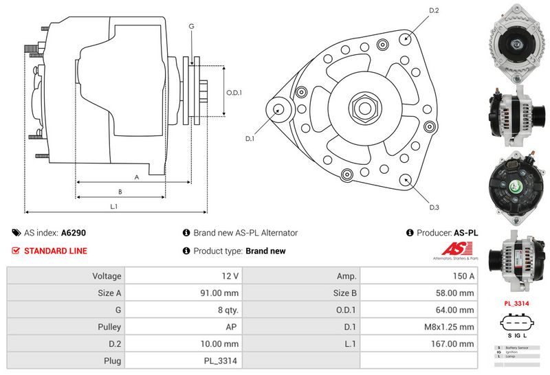 AS-PL A6290 Alternator