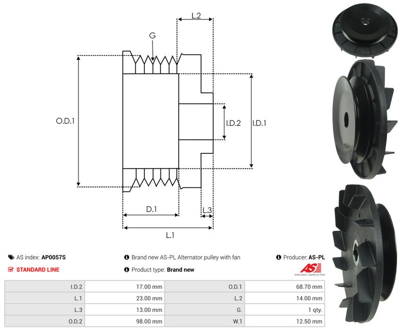 AS-PL AP0057S Belt Pulley, alternator