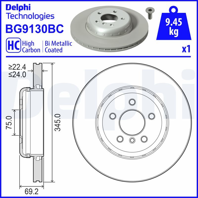 Гальмівний диск, Delphi BG9130BC