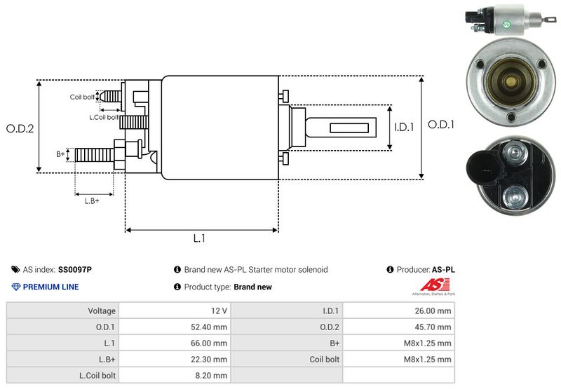AS-PL SS0097P Solenoid Switch, starter