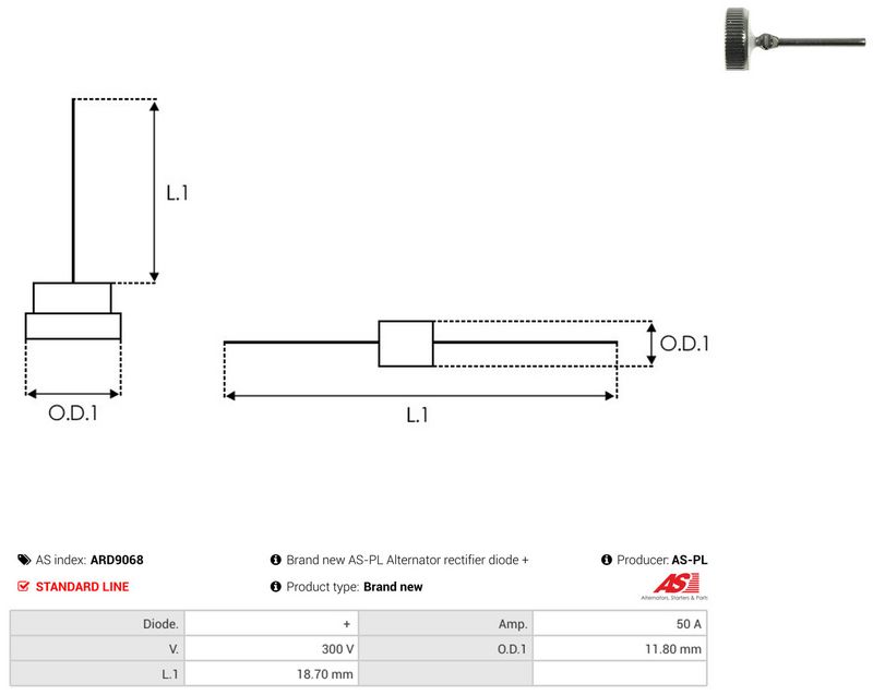 AS-PL ARD9068 Rectifier, alternator