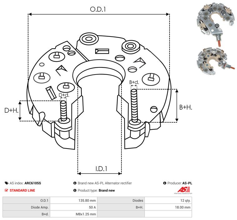AS-PL ARC6105S Rectifier, alternator