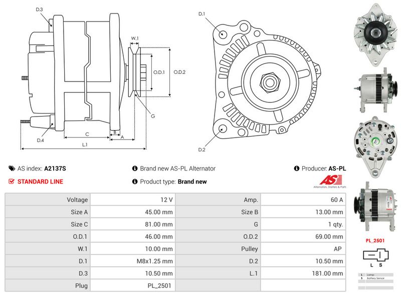 GENERATOR / ALTERNATOR AS-PL A2137S 5