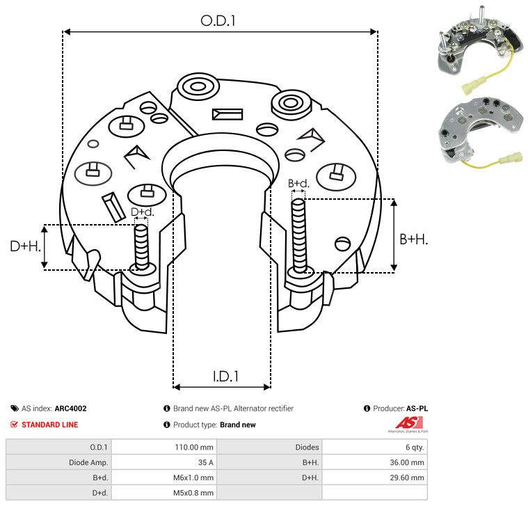 AS-PL ARC4002 Rectifier, alternator