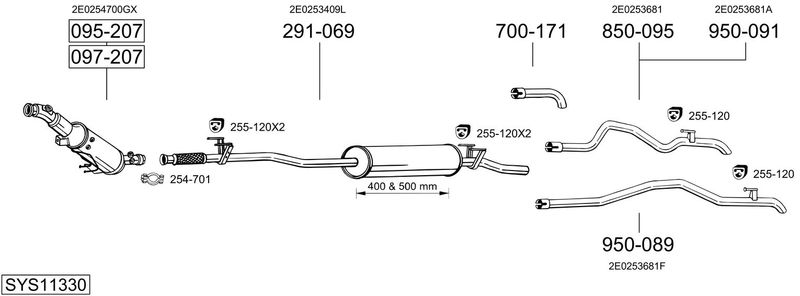 BOSAL kipufogórendszer SYS11330