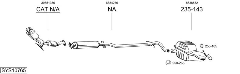 BOSAL kipufogórendszer SYS10765